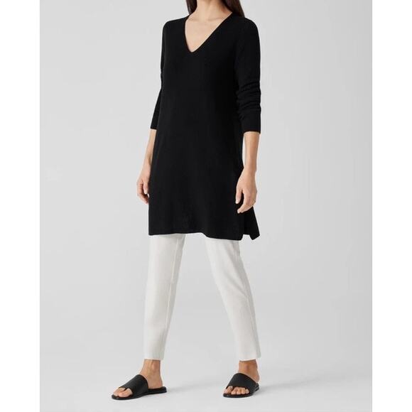 Eileen Fisher Sweater Women XS Tunic Merino Wool Dark Purple Long Sleeve Knit - Picture 1 of 10